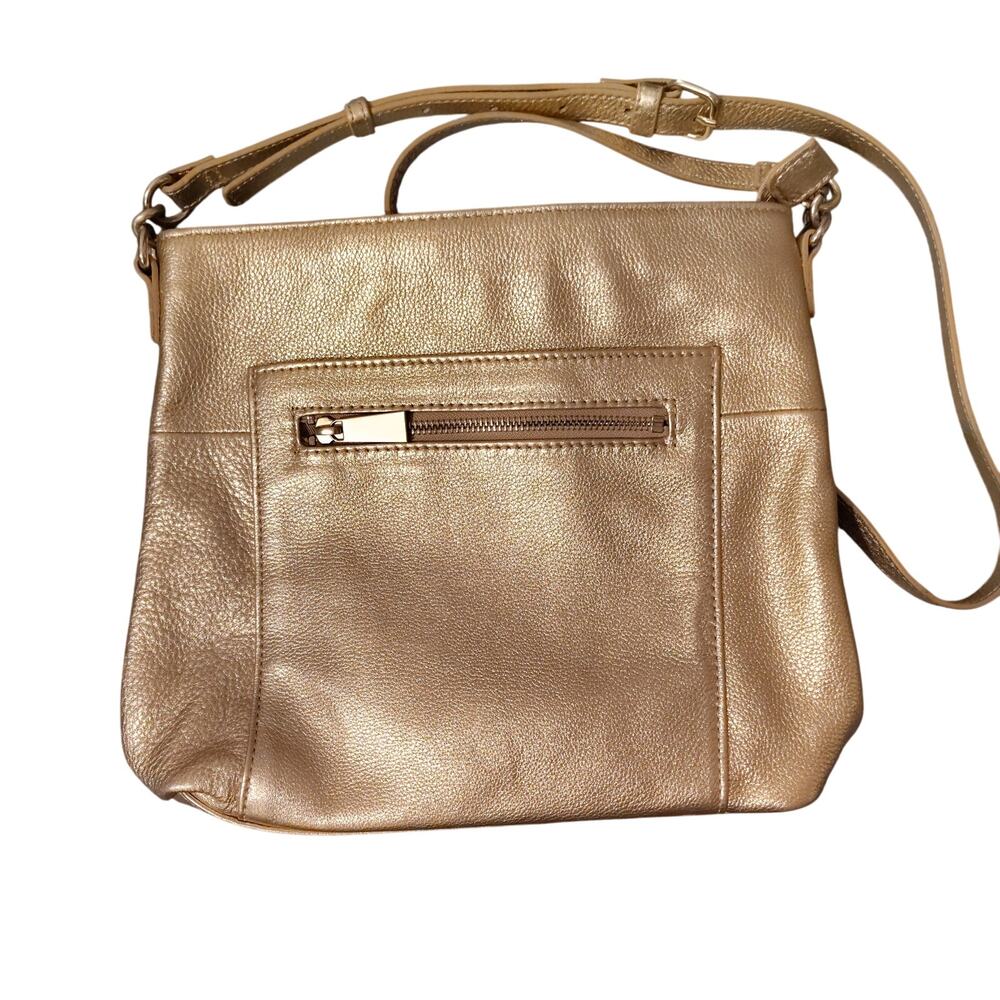 Audrey Brooke Gold Genuine Leather Crossbody Shoulder Bag